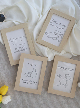 ins简约风原木相框画拍照道具摆件网红直播桌面装饰摆台家居软装