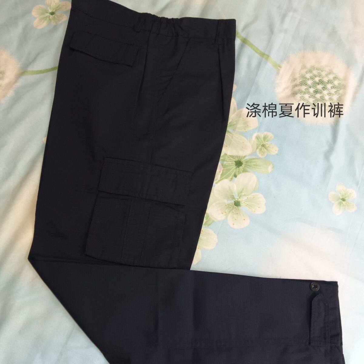 涤棉宽松多口袋藏蓝色作训裤男工装裤战术工作裤学生军训裤藏青裤