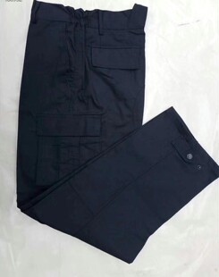 涤棉藏黑网格春秋作训裤战术裤训练裤男女网格工装藏青保安作训裤