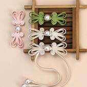 旗袍盘扣扣子新中式 手工编织纽扣珍珠兔耳长尾巴布扣国潮装 饰配件