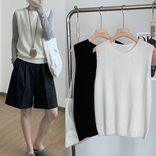 【无缝羊毛马甲】韩系白色薄款2026新款春季小个子叠穿背心女外穿