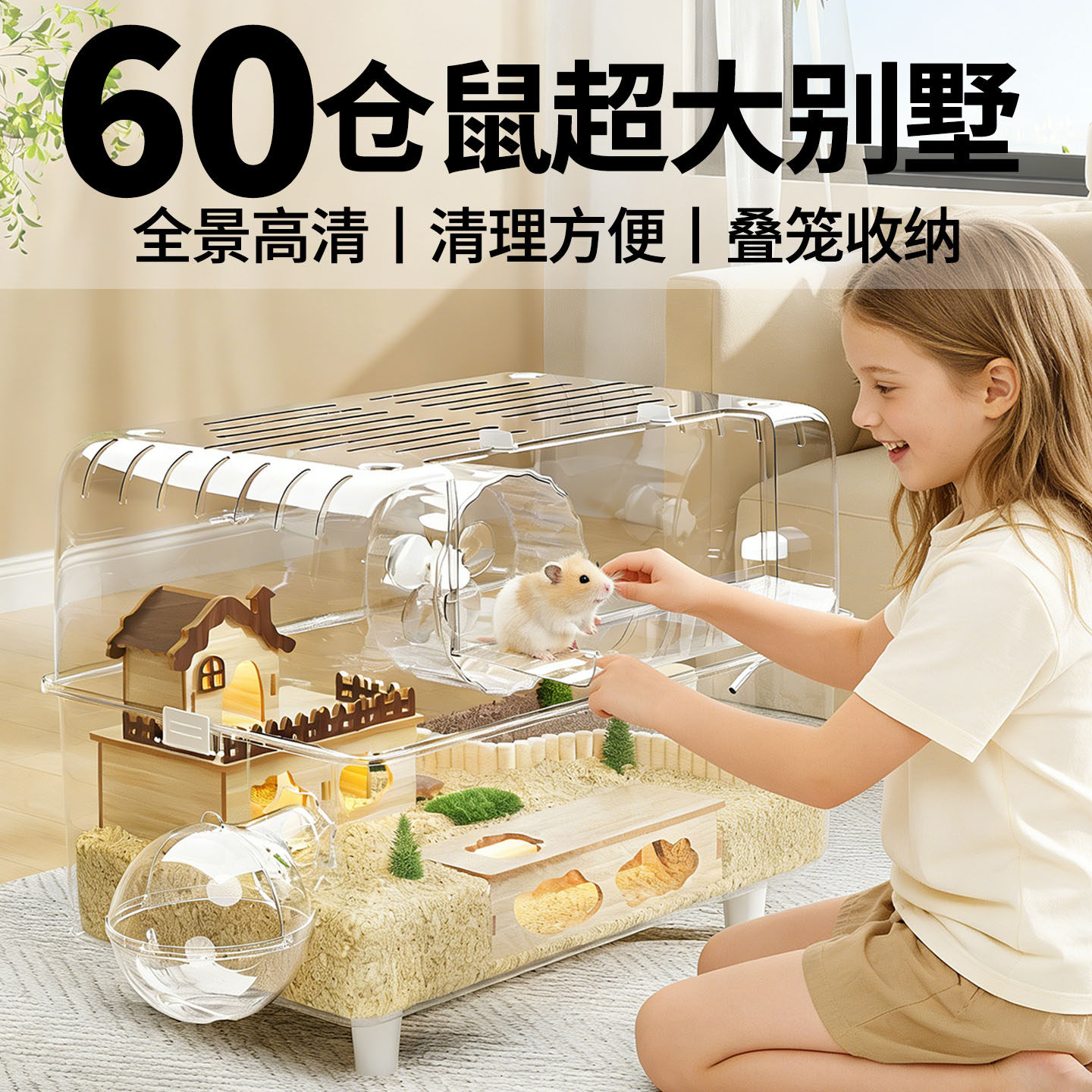 金丝熊仓鼠笼子超大别墅豪华方便清理60cm便宜大的透明防啃咬专用,宠物/宠物食品及用品,玩具/造景装饰,淘宝优惠券,粉丝福利购,淘宝优惠卷