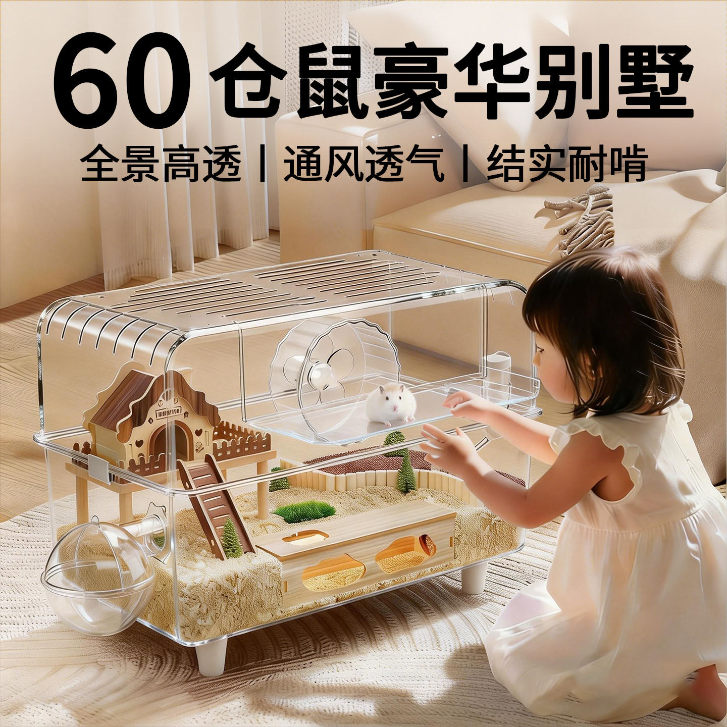 仓鼠豪华别墅金丝熊笼子专用超大便宜亚克力透明新大空间防啃咬房,宠物/宠物食品及用品,笼子,淘宝优惠券,粉丝福利购,淘宝优惠卷