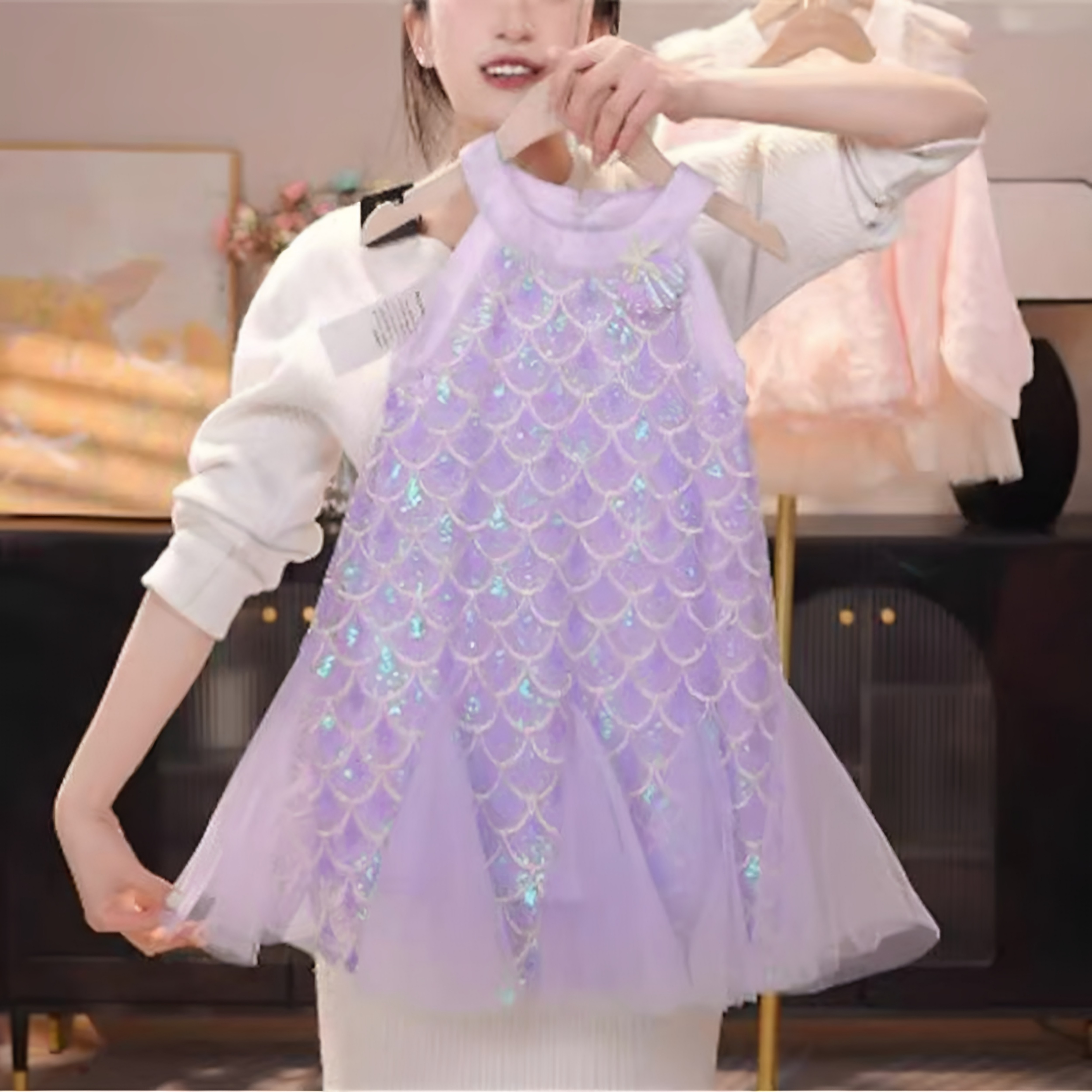 女童六一幼儿园美人鱼连衣裙2026新款女孩宝宝亮片裙子儿童公主裙