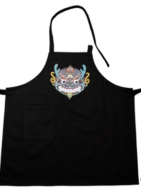 图腾全棉帆布防污/防泼水围裙厨房韩版时尚情侣创意男女家务围兜