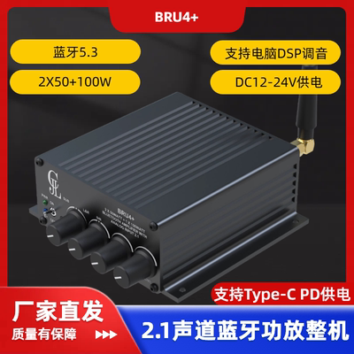 2x50W+100W 2.1声道TPA3116 HIFI数字蓝牙5.3功放机DSP调音BRU4+