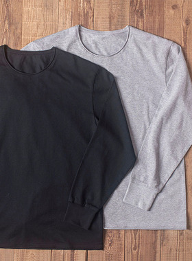 double seam 卷边圆领长袖T恤 内搭纯棉打底衫 宽松秋季日本面料