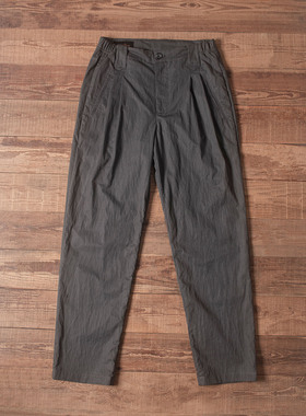 Double Seam 松紧腰休闲西裤 复古做旧宽松工装裤水洗褶皱效果