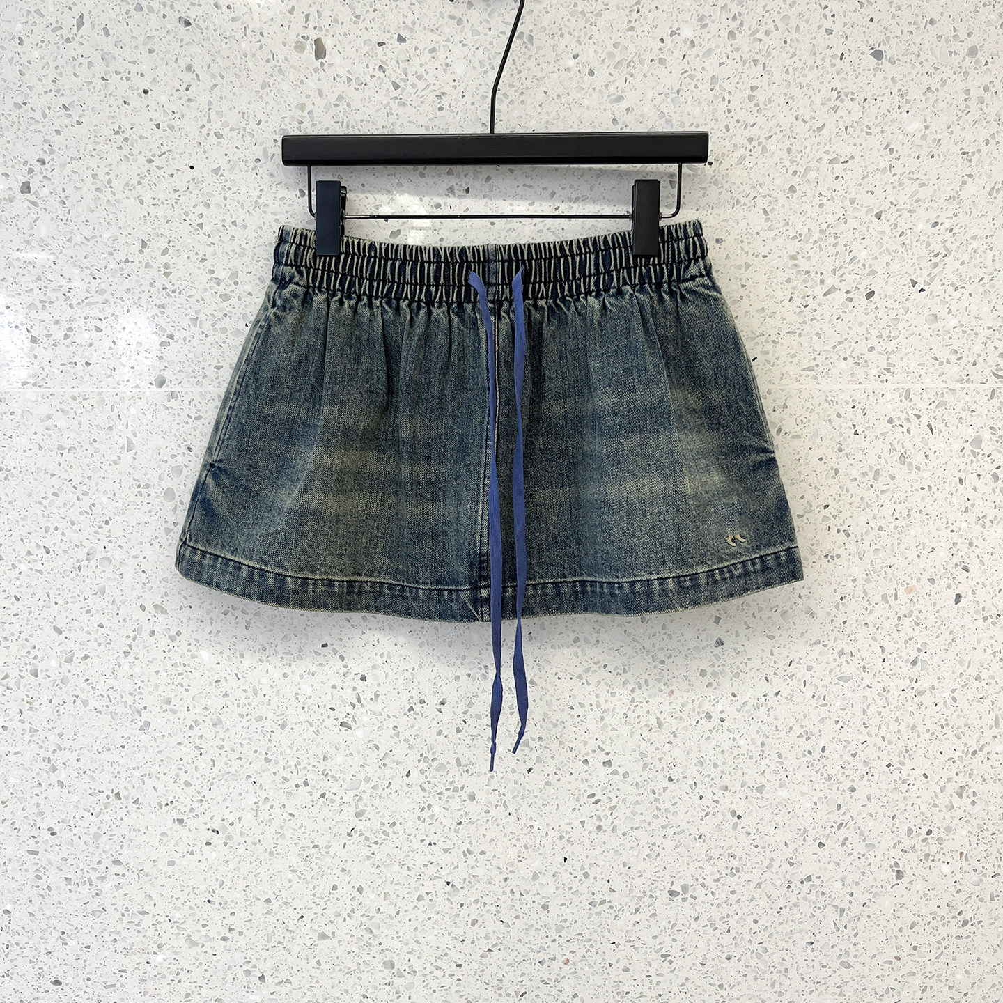 博主风刺绣系带牛仔半身裙A字裙