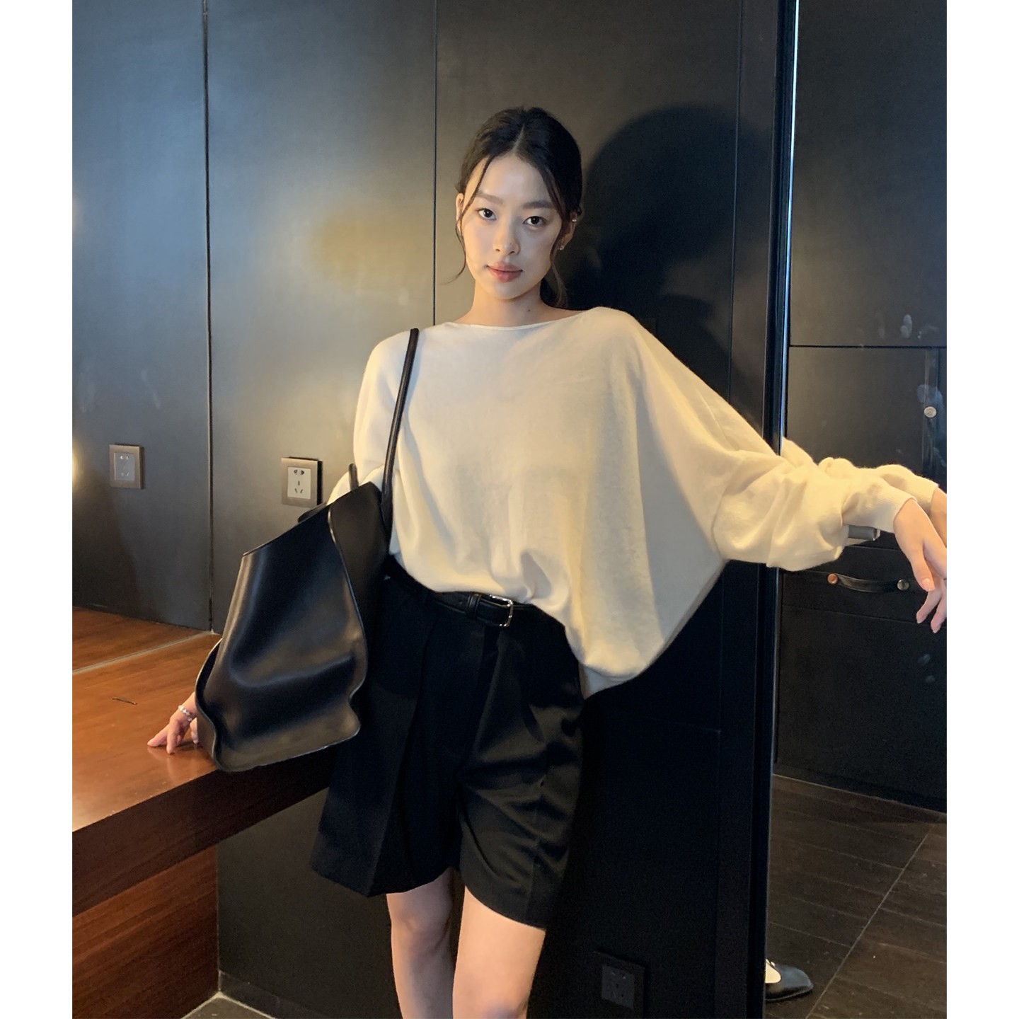 Row式后中缝线宽松羊绒针织衫