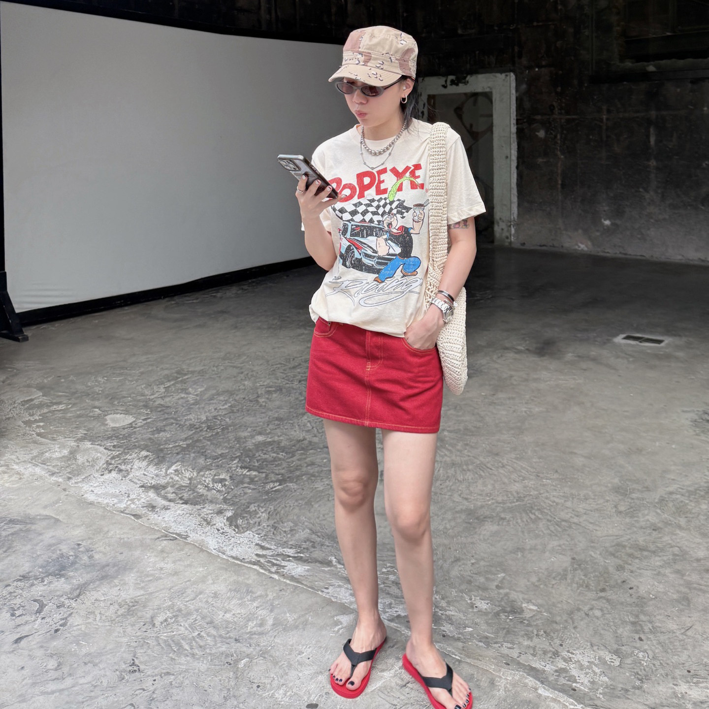 美式复古赛车手印花短袖T恤