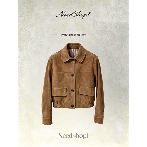 NeedShop1【定制款进口双色皮衣+铜氨丝】轻奢复古休闲短款皮衣
