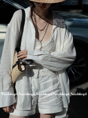 NeedShop1宽松加厚白色短裤新款