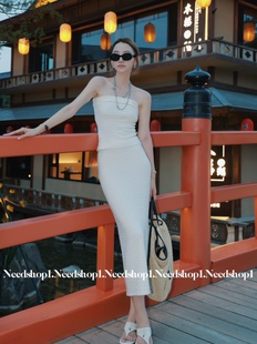 双色高级感修身 包臀抹胸半身裙套装 新款 NeedShop12023夏季