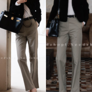 NeedShop1 初秋新款卡其色简约百搭款直筒长裤女