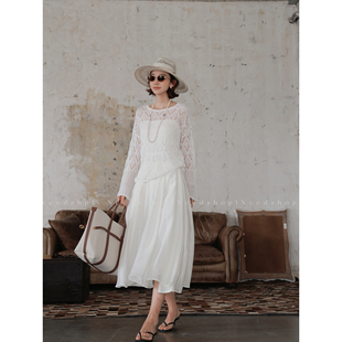 NeedShop1 简约唯美针织上衣 和纸纱镂空上衣