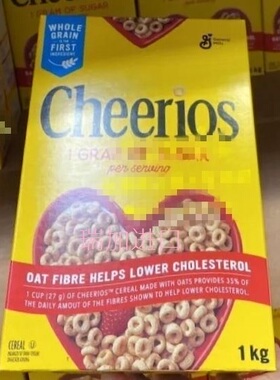 包邮加拿大GM Cheerios通用磨坊全麦谷物脆麦圈1KG麦片多种
