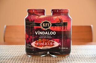 包邮加拿大KFI Vindaloo印度风味辣咖哩汁650ml*2瓶西式拌饭调料