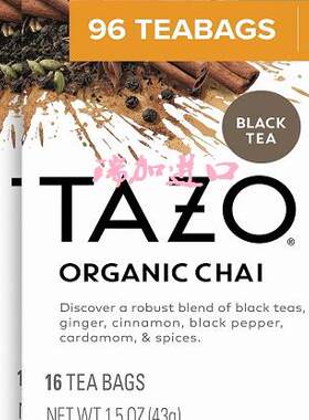 包邮加拿大TAZO Organic Chai有几肉桂醇厚红茶16包*6盒需付定金