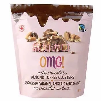包邮加拿大OMG牛奶巧克力ALMOND TOFFEE杏仁太妃糖脆果仁680g