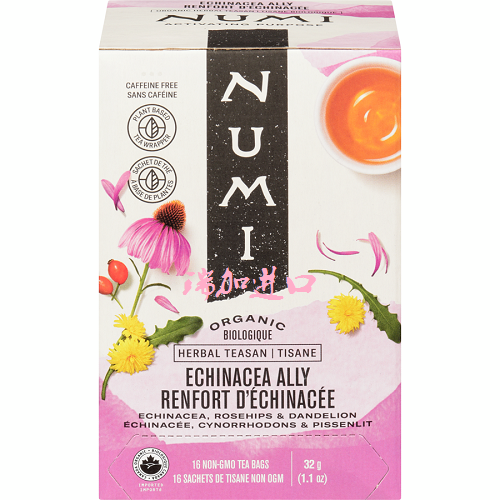 加拿大NUMI Echinacea有-机草本紫锥菊花草茶16包无咖啡因多口味