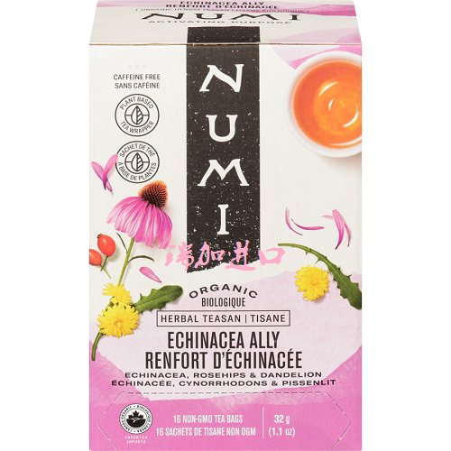 加拿大NUMI Echinacea有-机草本紫锥菊花草茶16包无咖啡因多口味