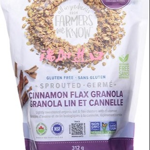 包邮加拿大One degree天然发芽肉桂亚麻籽格兰诺拉燕麦片312G*2包