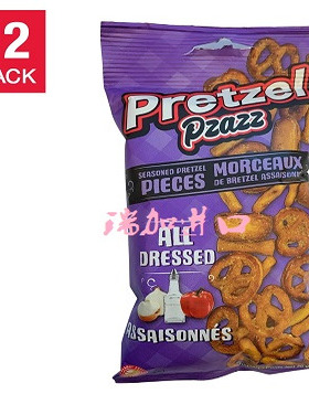 包邮加拿大Pretzel Pzazz椒盐蝴蝶脆饼干番茄酱洋葱风味12包*56克