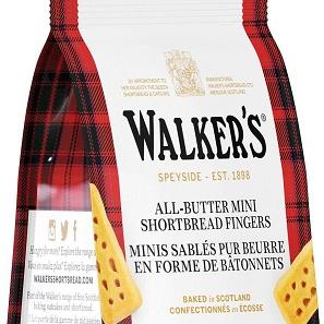 包邮加拿大Walkers Shortbread迷你纯黄油曲奇手指饼干125g*2盒