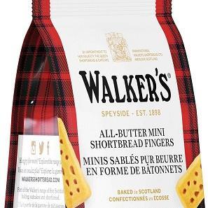 包邮加拿大Walkers Shortbread迷你纯黄油曲奇手指饼干125g*2盒