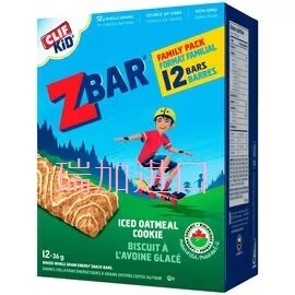 包邮加拿大Clif KID ZBAR全谷物高纤冰燕麦片曲奇能量棒12包432克