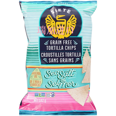 包邮加拿大SIETE无谷物海盐木薯粉"玉米"片素食牛油果油142克*2包