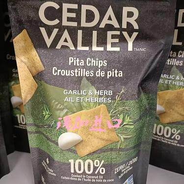 包邮加拿大CEDAR VALLEY雪松山谷经典香草皮塔脆片180g*2包蒜香味