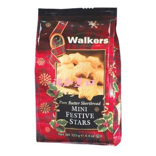 加拿大Walkers Shortbread迷你节日黄油曲奇饼干星星125g*2包多种