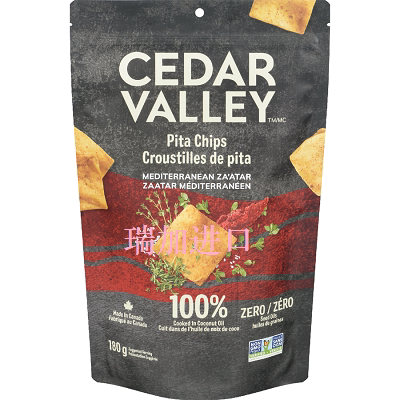 包邮加拿大CEDAR VALLEY皮塔脆片180g*2包地中海百里香芝麻扎塔味