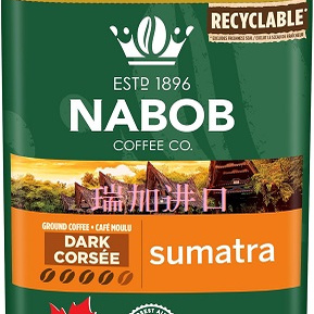加拿大NABOB富豪阿拉比卡深度烘焙苏门答腊咖啡粉340克泥土香料气