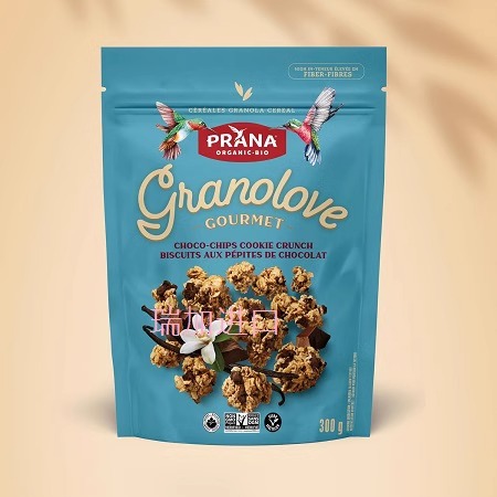 包邮加拿大Prana普拉那格兰诺拉有-机巧克力碎曲奇脆麦片300g植物