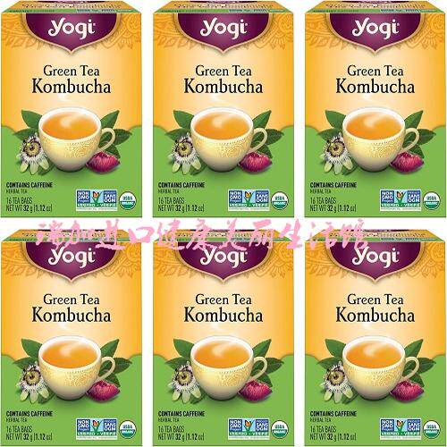 包邮加拿大YOGI KOMBUCHA有-机瑜伽发酵茶柠檬李子百香果32克*6盒
