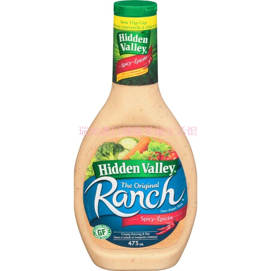 包邮加拿大Hidden Valley Ranch Spicy辣大牧场沙拉酱473ml无麸质 粮油调味/速食/干货/烘焙 沙拉/千岛/蛋黄酱/油醋汁 原图主图