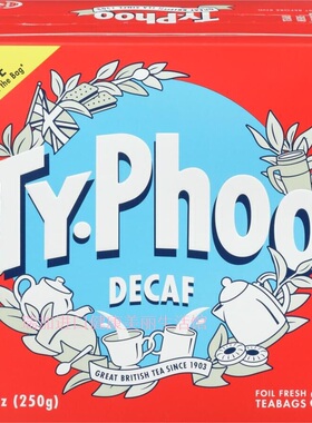 包邮加拿大TY. PHOO DECAF英式脱因红茶80茶包250g多口味无咖啡因