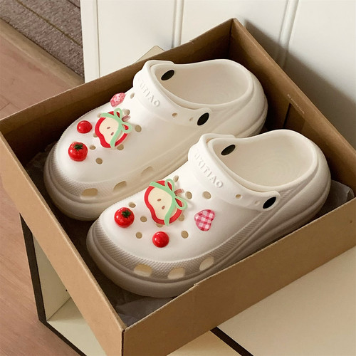 外穿百搭防滑趣味苹果番茄洞洞鞋