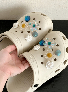 细细条清冷幻彩花朵DIY鞋扣