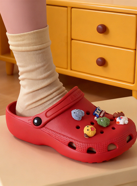 舒适休闲红色防滑亲子儿童夏季洞洞鞋趣味小怪兽男女本命年凉拖鞋