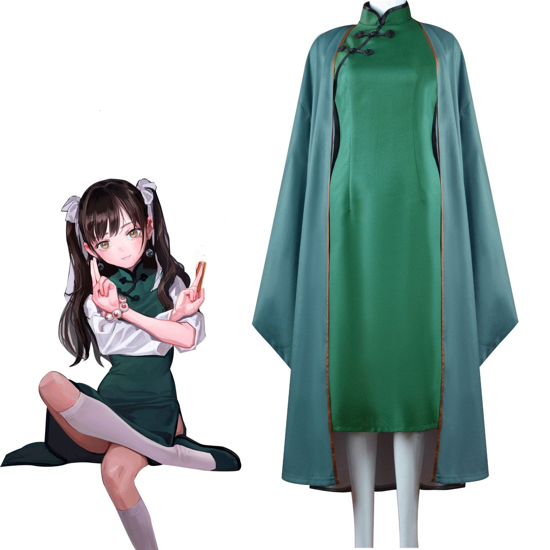 药cos指服装长款古风旗袍全套装