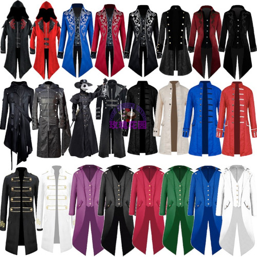 中世纪服装复古朋克蒸汽大衣宫廷燕尾服欧美哥特式cos长款外套男