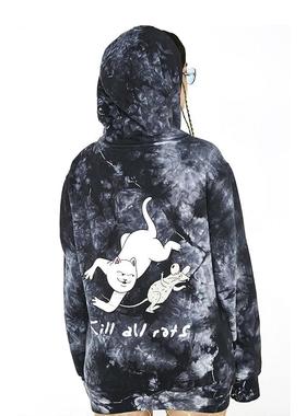 新衣城RIP N DIP 灰色猫抓老鼠加绒连帽卫衣潮牌男女情侣宽松帽衫