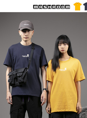 新衣城MASHROOM恶搞潮牌印花短袖男纯色休闲圆领T恤宽松情侣TEE夏