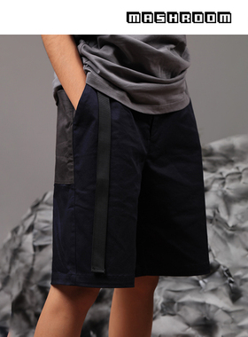 新衣城 MASHROOM拼接休闲短裤男夏季工装运动直筒五分裤情侣潮夏
