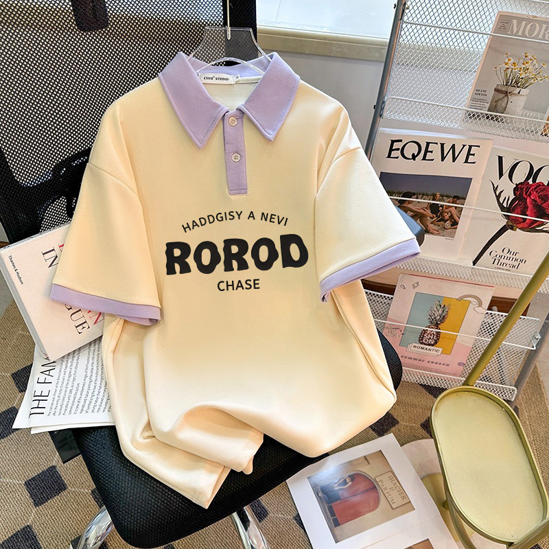 女装加大码T恤短袖2026新款polo衫翻领胖mm夏季印花体恤夏装上衣