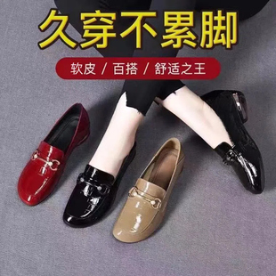 一脚蹬两穿低跟鞋 英伦风小皮鞋 子 脚宽胖妹真软皮单鞋 2026春秋女鞋
